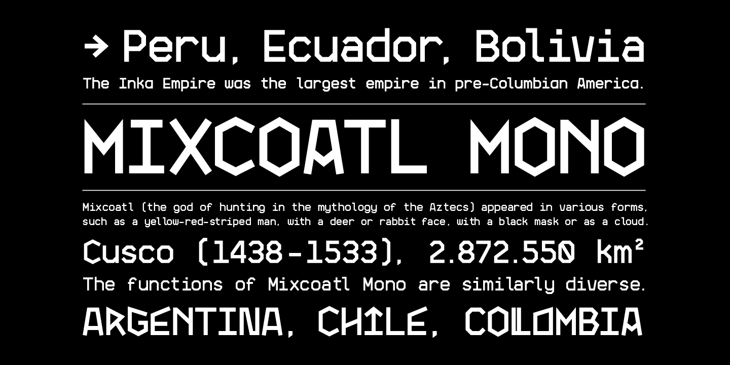 Beispiel einer Mixcoatl Mono Regular-Schriftart